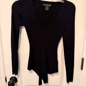 House of Harlow 1960 Black Ribbed Long Sleeve Top